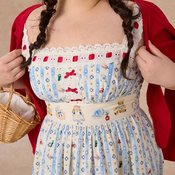 Floral Maxi Dress with Red Cardigan - Picture 3 of 10